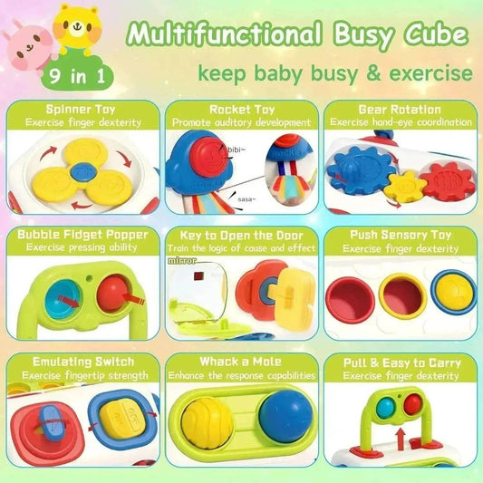 9 In 1 Busy Cube Baby & Toddler Montessori Sensory Toy - www.Shopthatapp.com #