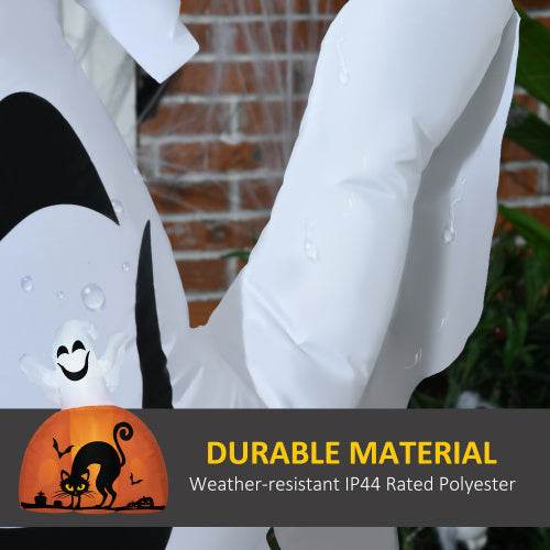 HOMCOM 5ft Halloween Inflatables Outdoor Decorations Ghost With Pumpkin, Outdoor Blow Up Yard Decor With LED Lights For Garden, Lawn, Party, Holiday - www.Shopthatapp.com