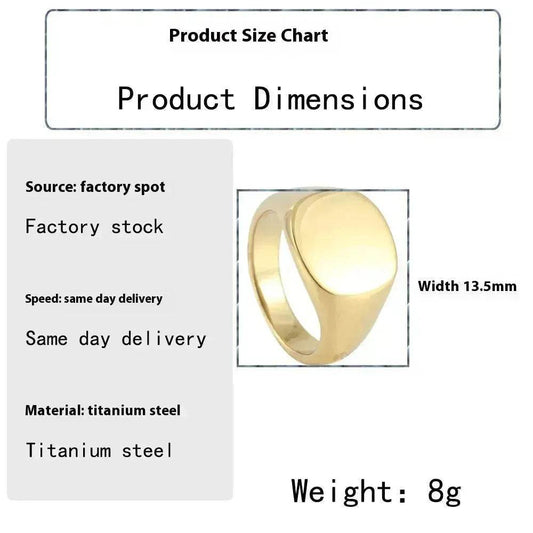 European And American Style Minimalist Titanium Steel Smooth Seal Ring for Men and Women - www.Shopthatapp.com