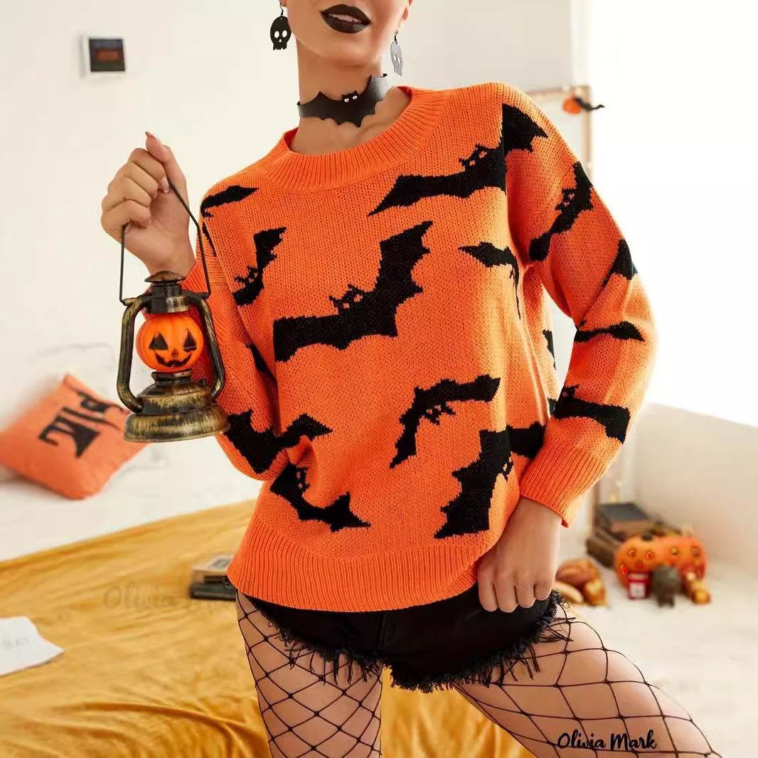 Fashion Women's Wear Long Sleeve Halloween Brocade Sweater Knitted - www.Shopthatapp.com