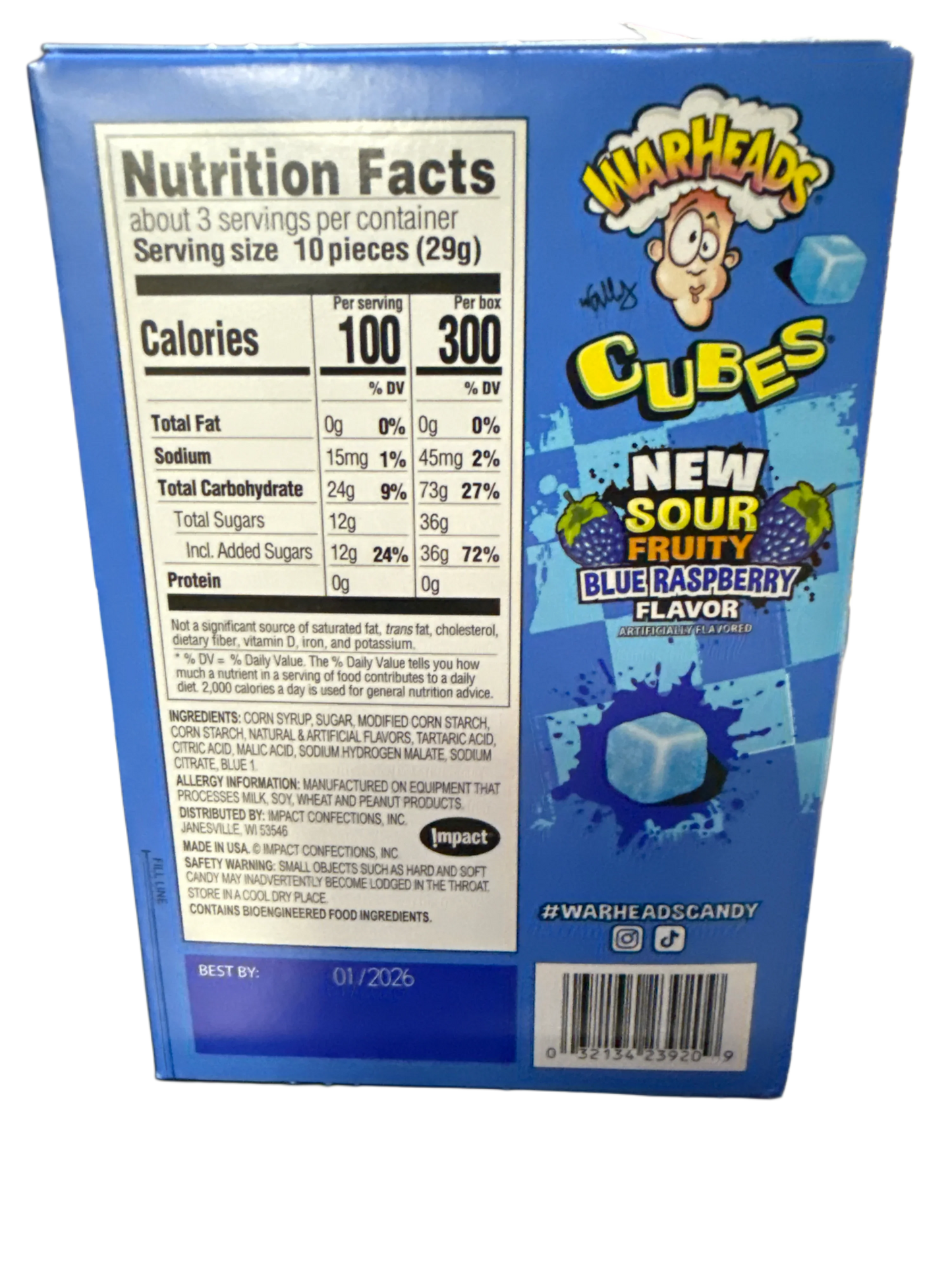 Warheads Sour Blue Raspberry Cubes 85G - U.S Edition - www.Shopthatapp.com