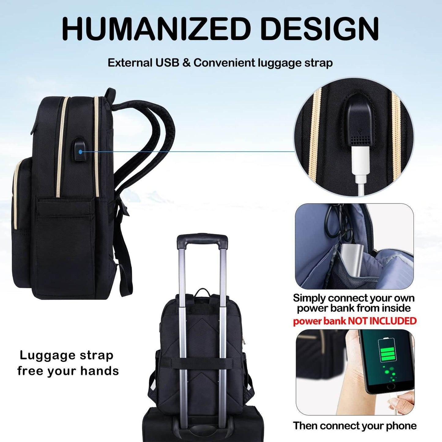 Plain Large Capacity College and High School Backpack - www.Shopthatapp.com