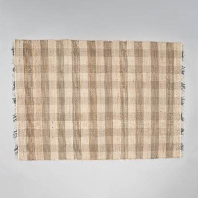 Artisan Hand Woven Jute Cotton Grey Plaid Rug-5X7 Ft - www.Shopthatapp.com