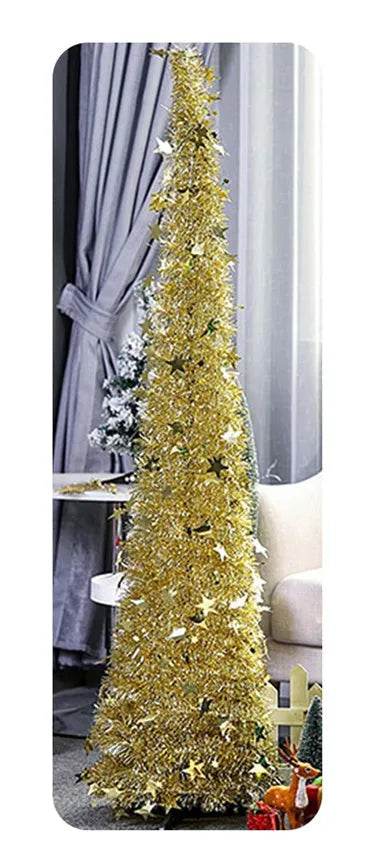 Artificial Tinsel Up Christmas Tree With Stand Gorgeous Collapsible Artificial Christmas Tree For Christmas Decorations - www.Shopthatapp.com