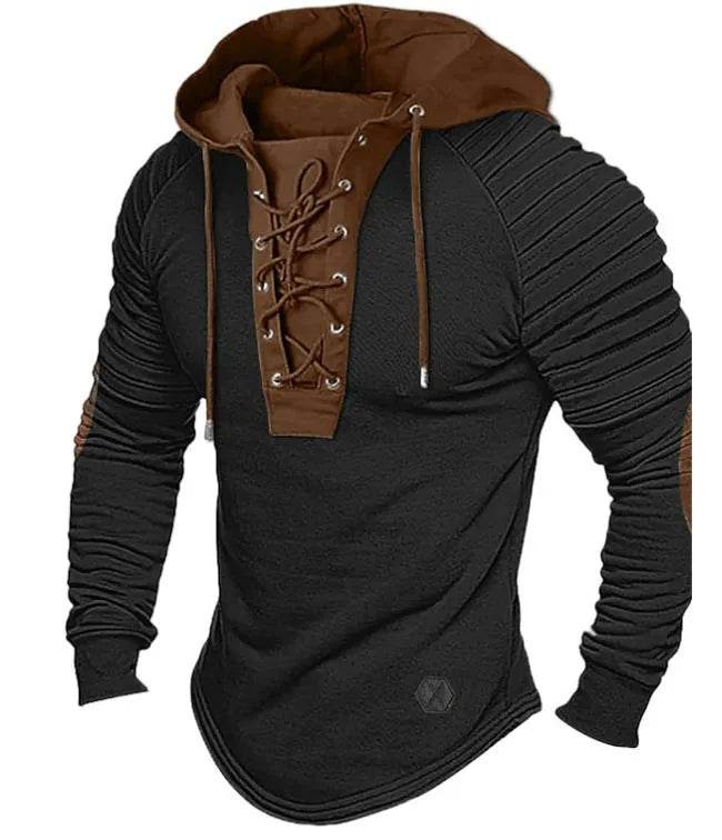 Spring And fall Pure Color Tied Hoodie Street fashion Bronzing Lacing Sweatshirt - www.Shopthatapp.com