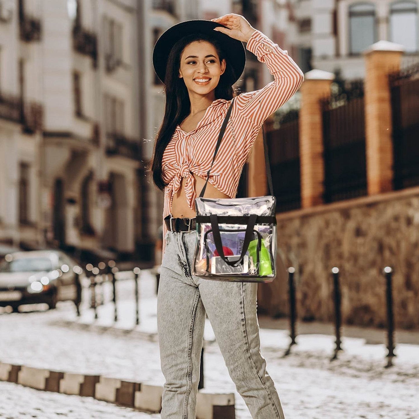 Clear PVC Transparent See through Shoulder Bag Waterproof Picnic Beach Bag - www.Shopthatapp.com