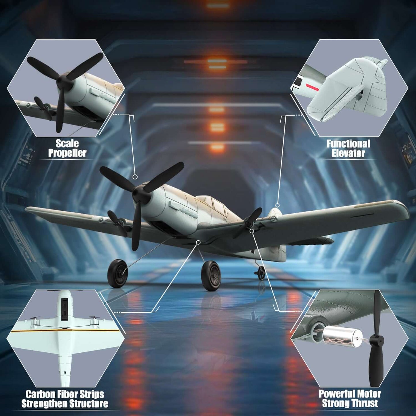 Volantex RC BF109 E 3CH RTF mit Gyro, EPP, Grau, Anfängerfreundlich
