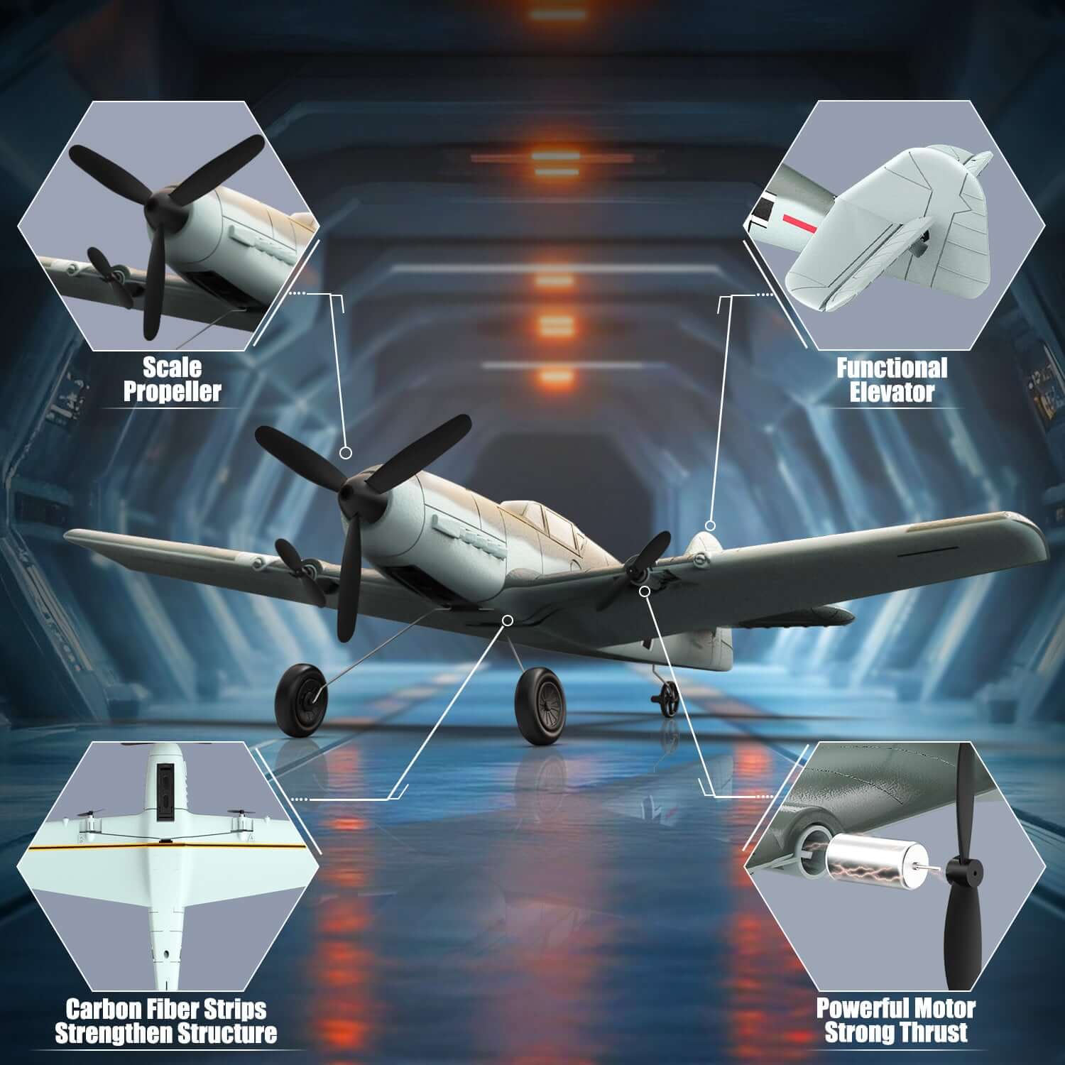 Volantex RC BF109 E 3CH RTF w/ Gyro, EPP, Grey, Beginner-Friendly - www.Shopthatapp.com