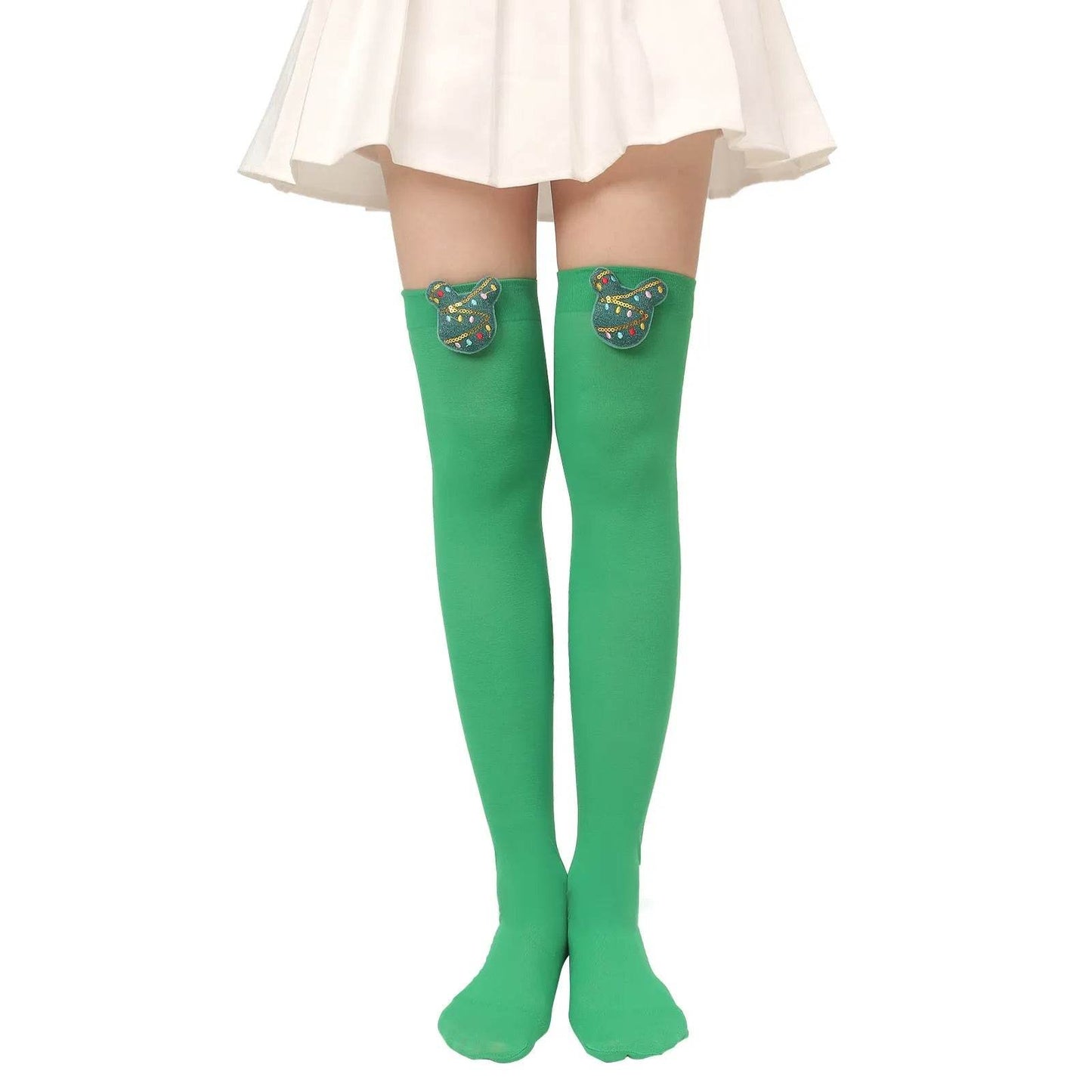 Christmas Plush Doll Knee Socks Bow Stockings - www.Shopthatapp.com