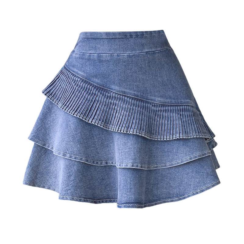 Elastic Waist short Denim Mini Jeans skirt - www.Shopthatapp.com
