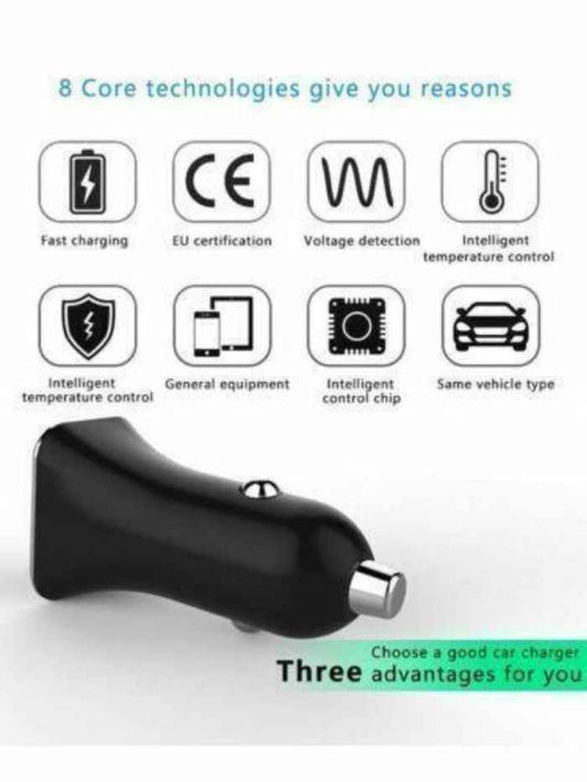 Core 2 Port Car Charger USB-C + USB-A Fast charge your devices on the go - www.Shopthatapp.com