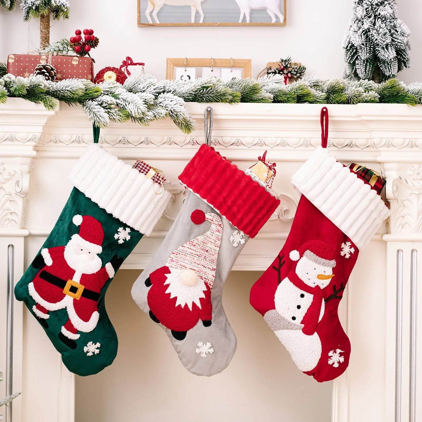 Christmas Decorations Gold Velvet Patch Christmas Stockings - www.Shopthatapp.com
