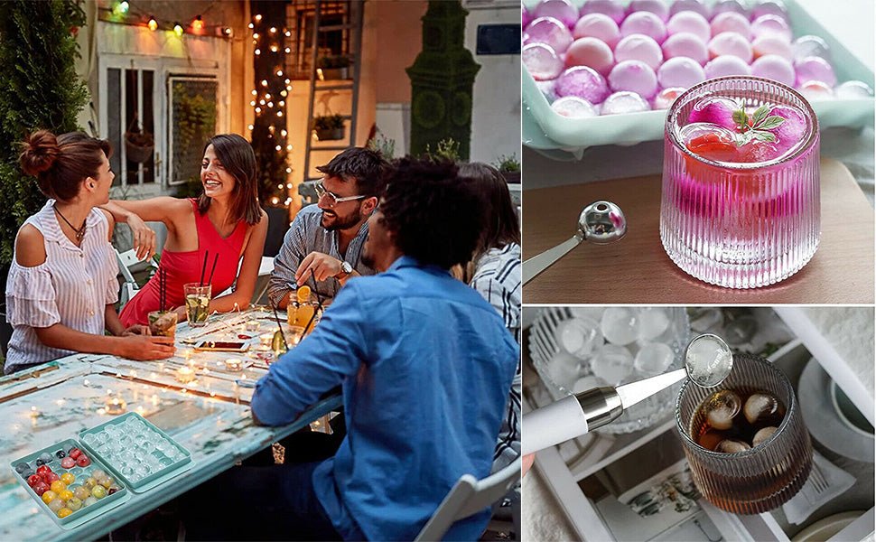 Premium Ice Ball Tray With Container Scoop & Tongs BPA Free Makes 66 Ice Balls - www.Shopthatapp.com