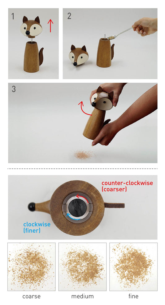 Wooden Fox Salt/Pepper Mill - www.Shopthatapp.com