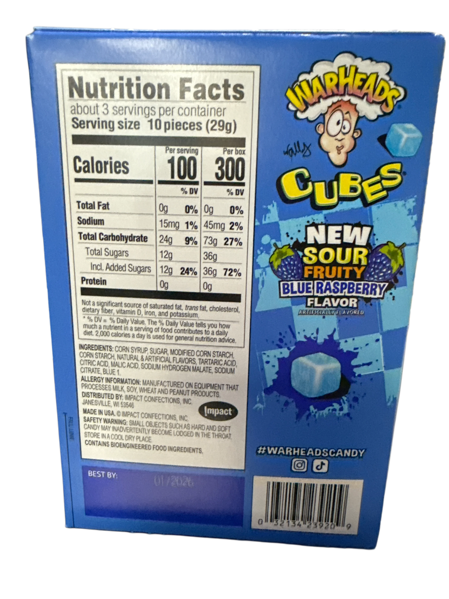 Warheads Sour Blue Raspberry Cubes 85G - U.S Edition - www.Shopthatapp.com