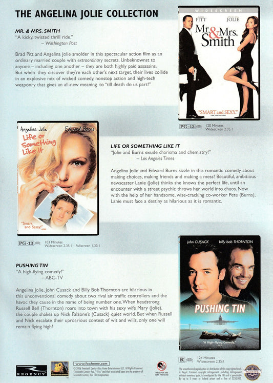 Angelina Jolie Celebrity Pack (Mr. & Mrs. Smith Disc/Life or Something Like It/Pushing Tin) - DVD - www.Shopthatapp.com