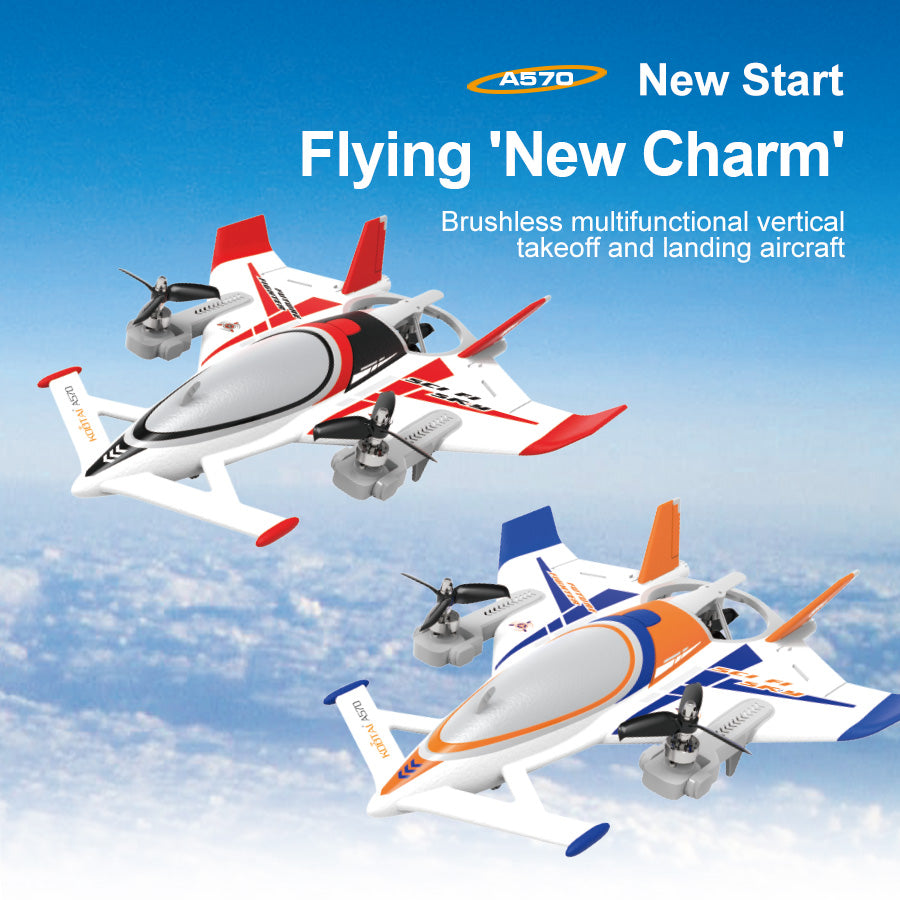 QIDI 570 VTOL RC Plane Brushless with 7.4V Battery, LED Lights & Crane Mode - www.Shopthatapp.com