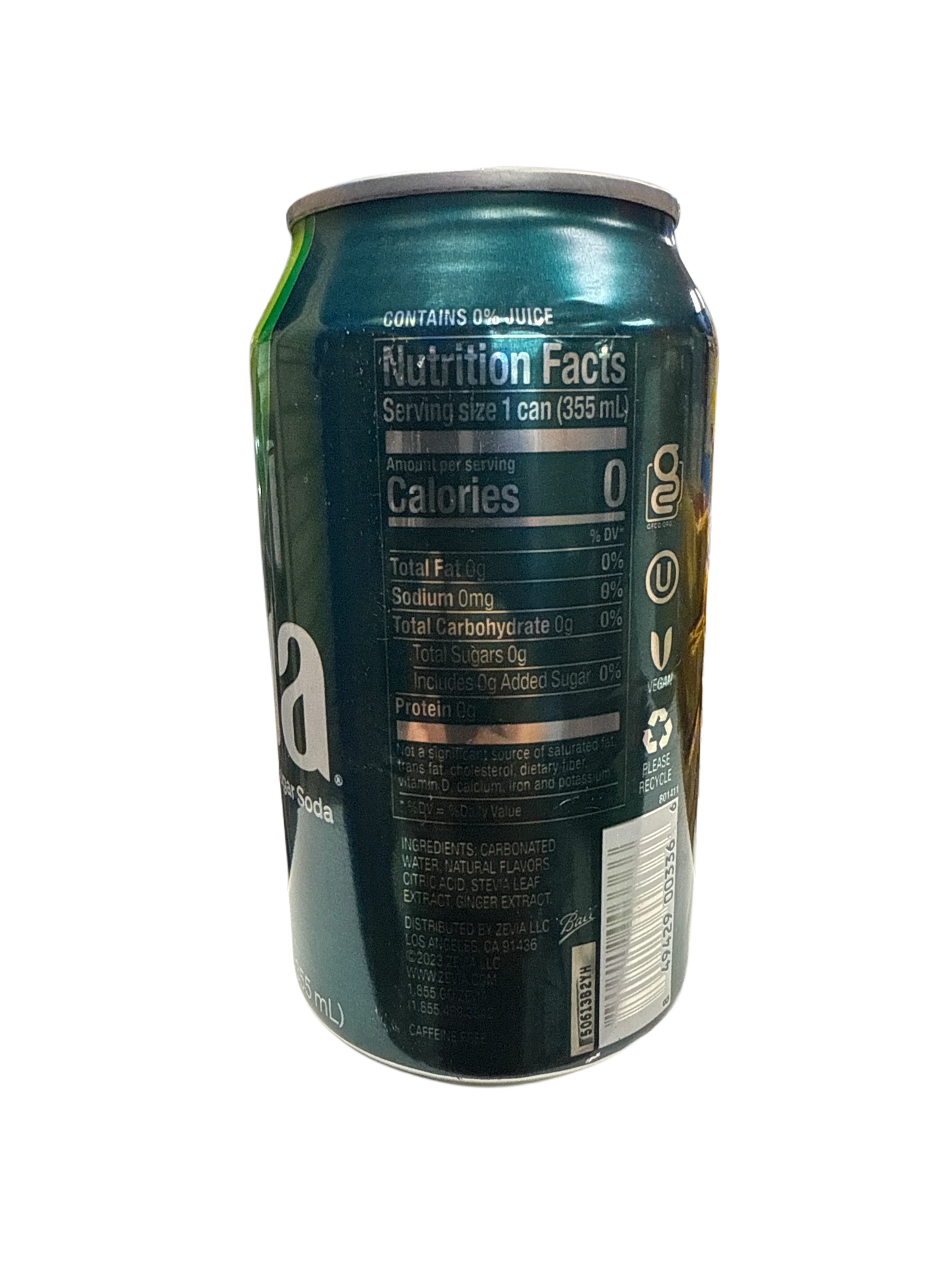 Zevia Zero Sugar Ginger Ale Flavoured Soda 355ML - Canadian Edition - www.Shopthatapp.com