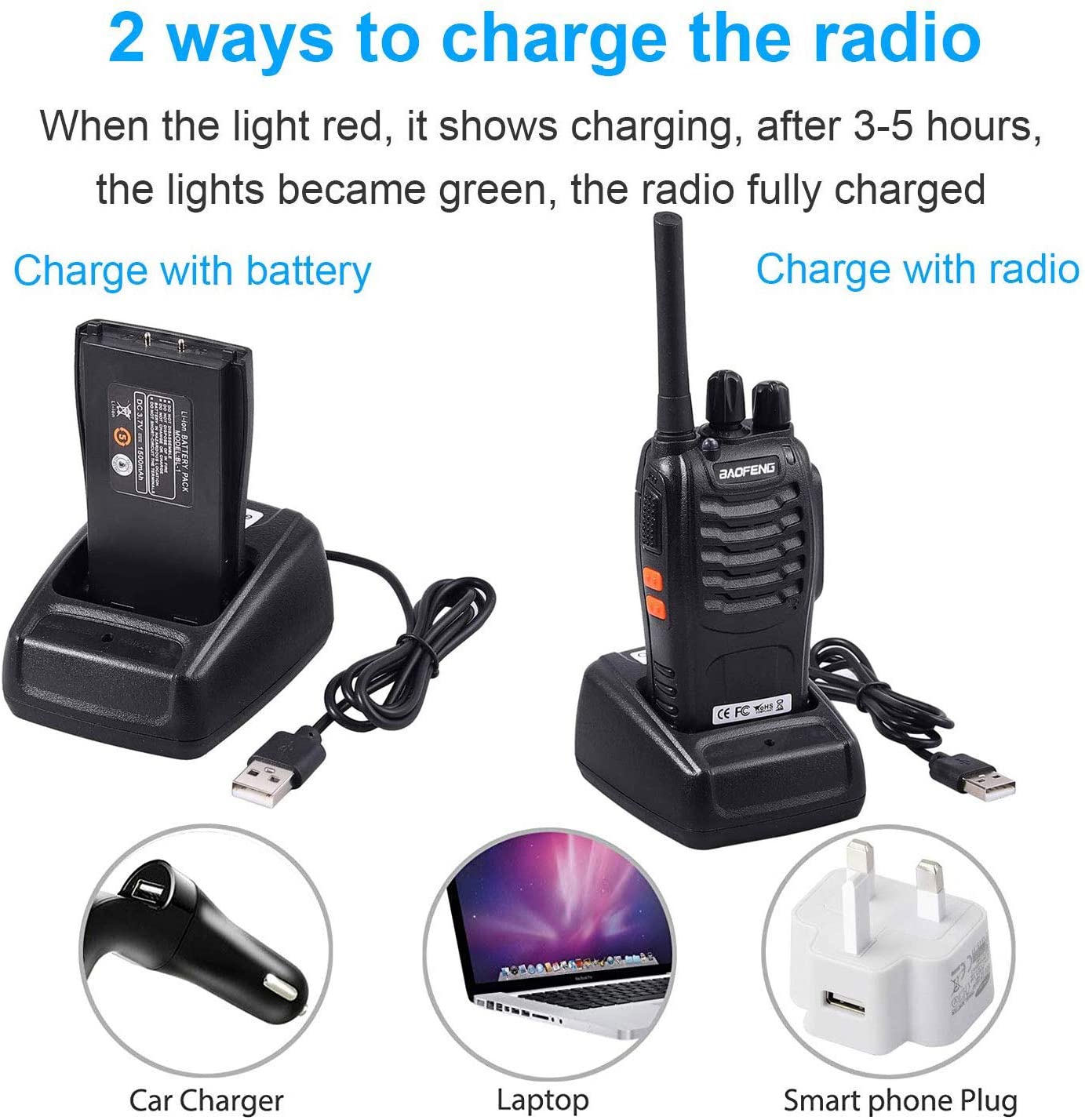 Nineaccy Walkie Talkies Rechargeable Walkie Talkie Long Range 2 way radio Set Walky Talky with Earpieces Handheld Transceiver with LED Light for Adults- (2 Pcs) - www.Shopthatapp.com
