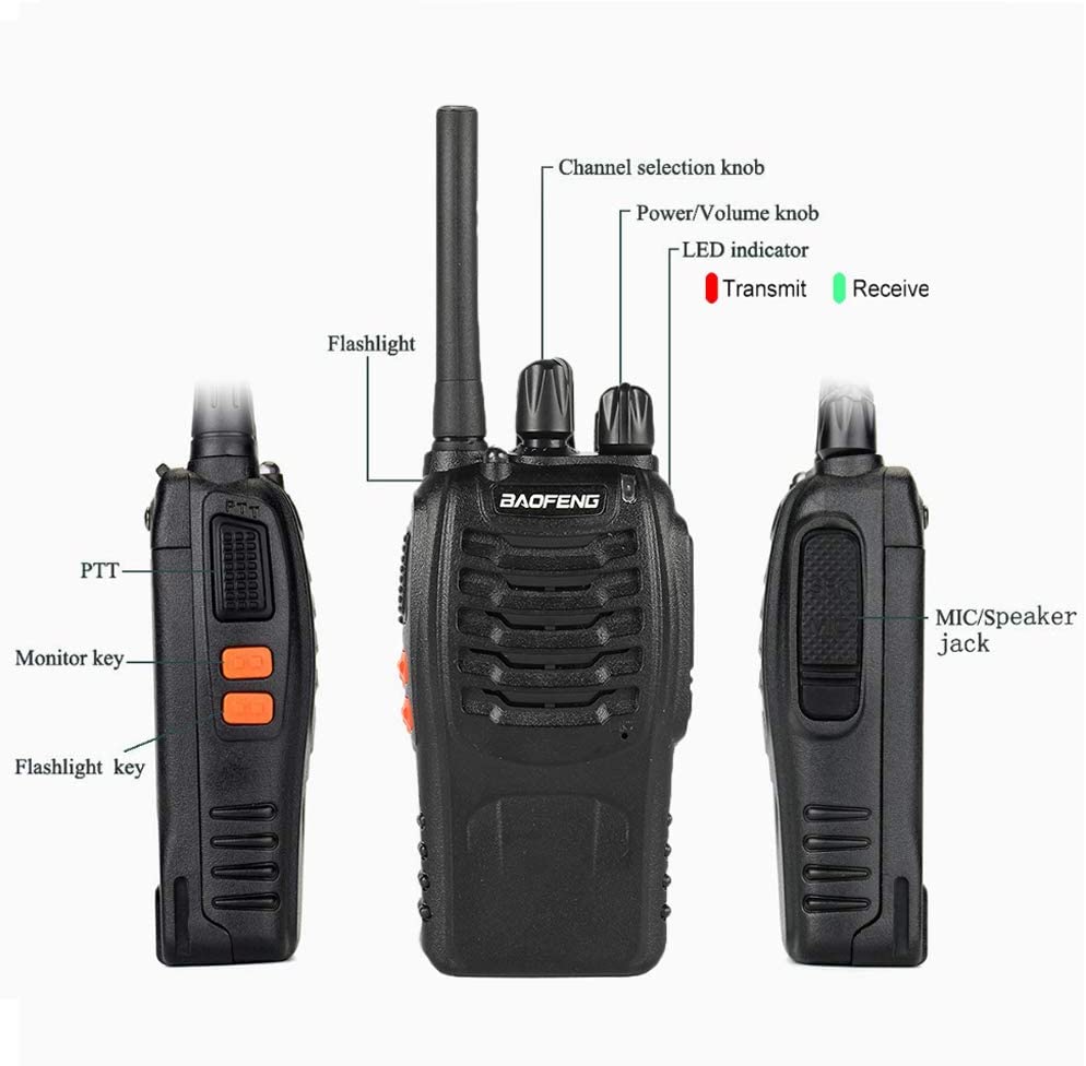 Nineaccy Walkie Talkies Rechargeable Walkie Talkie Long Range 2 way radio Set Walky Talky with Earpieces Handheld Transceiver with LED Light for Adults- (2 Pcs) - www.Shopthatapp.com