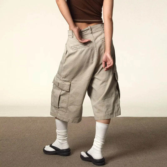 All-matching Loose Straight Cargo Cropped Baggy Pants Casual Trendy - www.Shopthatapp.com #