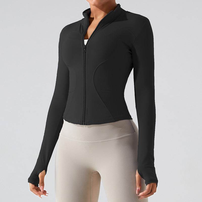 Autumn Winter Long Sleeve Zipper Slim fit Workout Top for women - www.Shopthatapp.com #