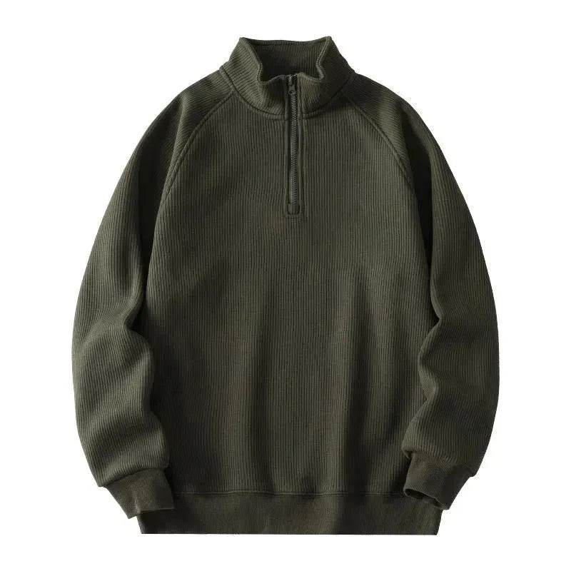 Autumn Winter half zip Stand-collar Fleece Sweatshirt Pullover tops for men - www.Shopthatapp.com #