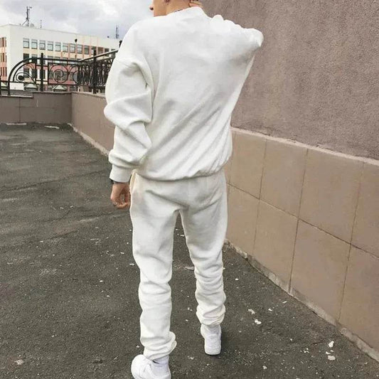 Autumn Winter street fashion Plain Crew neck Sweatsuit for men - www.Shopthatapp.com #