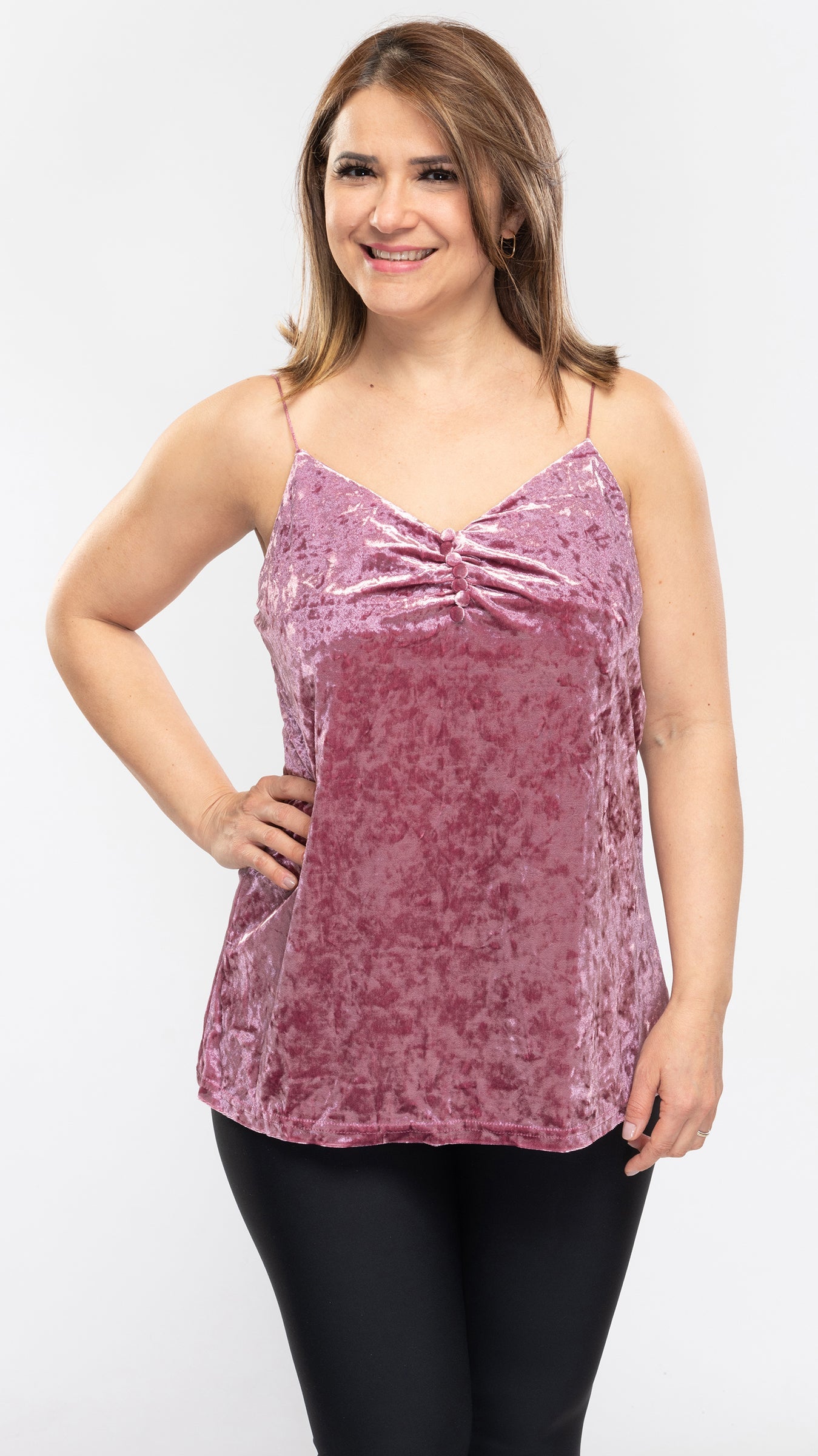 Women's Crush Velvet Cami Top-3 Cols-3 Sizes-24pcs OR 12pcs PACK - www.Shopthatapp.com