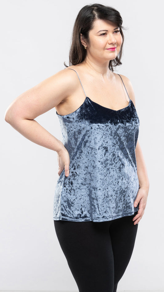 Women's Crush Velvet Cami Top-3 Cols-3 Sizes-24pcs OR 12pcs PACK - www.Shopthatapp.com