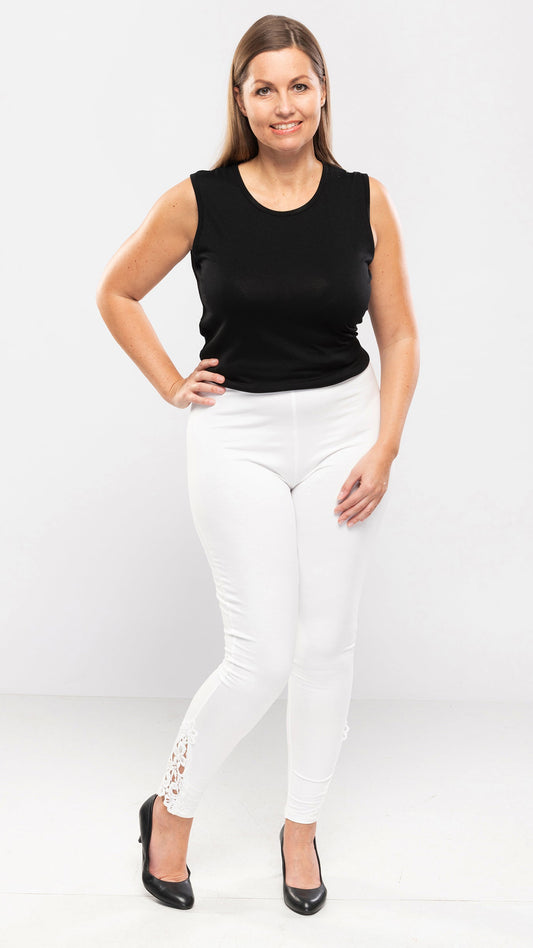 Women's Cotton Rich Tights w/Lace Applique Bottom-One Col-4 Sizes-6pcs/pack - www.Shopthatapp.com