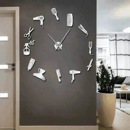 Barber Shop Hair Tools Oversized DIY Wall Clock - www.Shopthatapp.com
