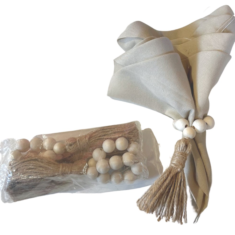 Bead & Tassel Napkin Holder - Set of 4 - Www.Shopthatapp.com