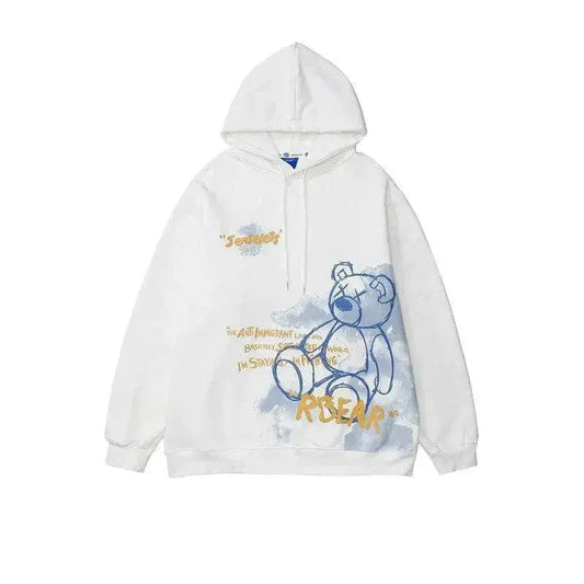 Bear Graphic Print Hoodie - www.Shopthatapp.com