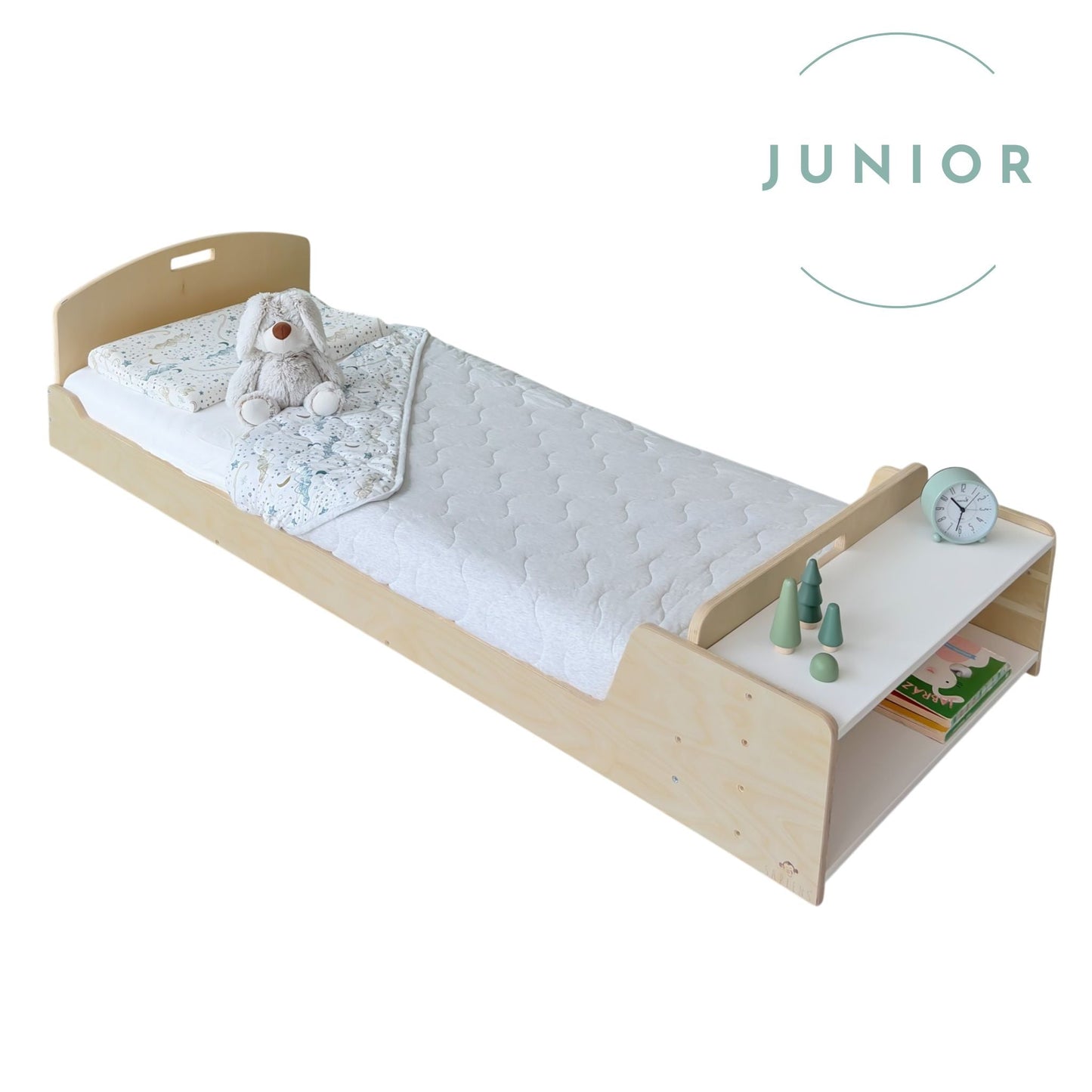 CHERRY JUNIOR - Montessori Floor Bed with Shelves - www.Shopthatapp.com