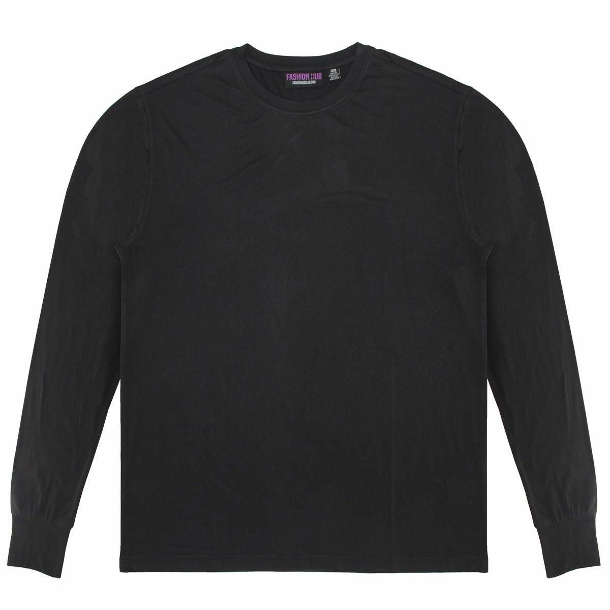 Black Better Basics Ultra-Soft Crewneck Long Sleeve T-Shirt by Fashion Hub - www.Shopthatapp.com