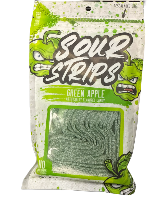 Sour Strips Green Apple Candy Bag 3.40OZ - U.S Edition - www.Shopthatapp.com