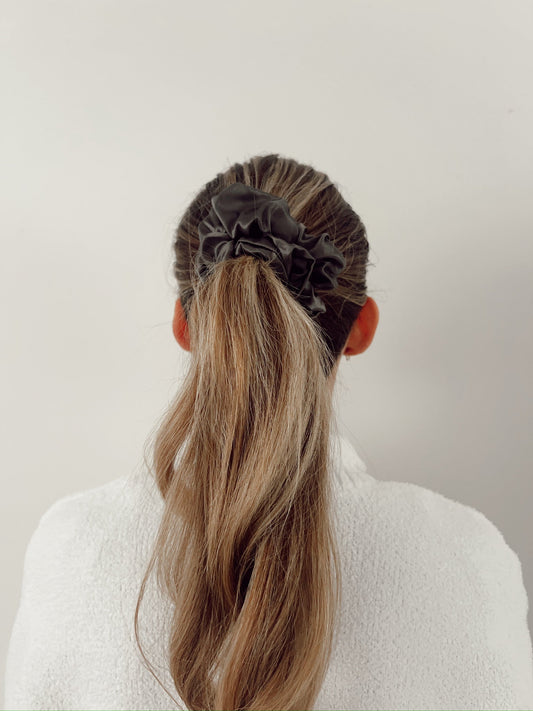 Grey Silk Scrunchie - www.Shopthatapp.com