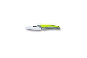 CERAMIC KNIFE: Green+Grey soft touch handle; White Ceramic Blade ... 3" Blade - www.Shopthatapp.com