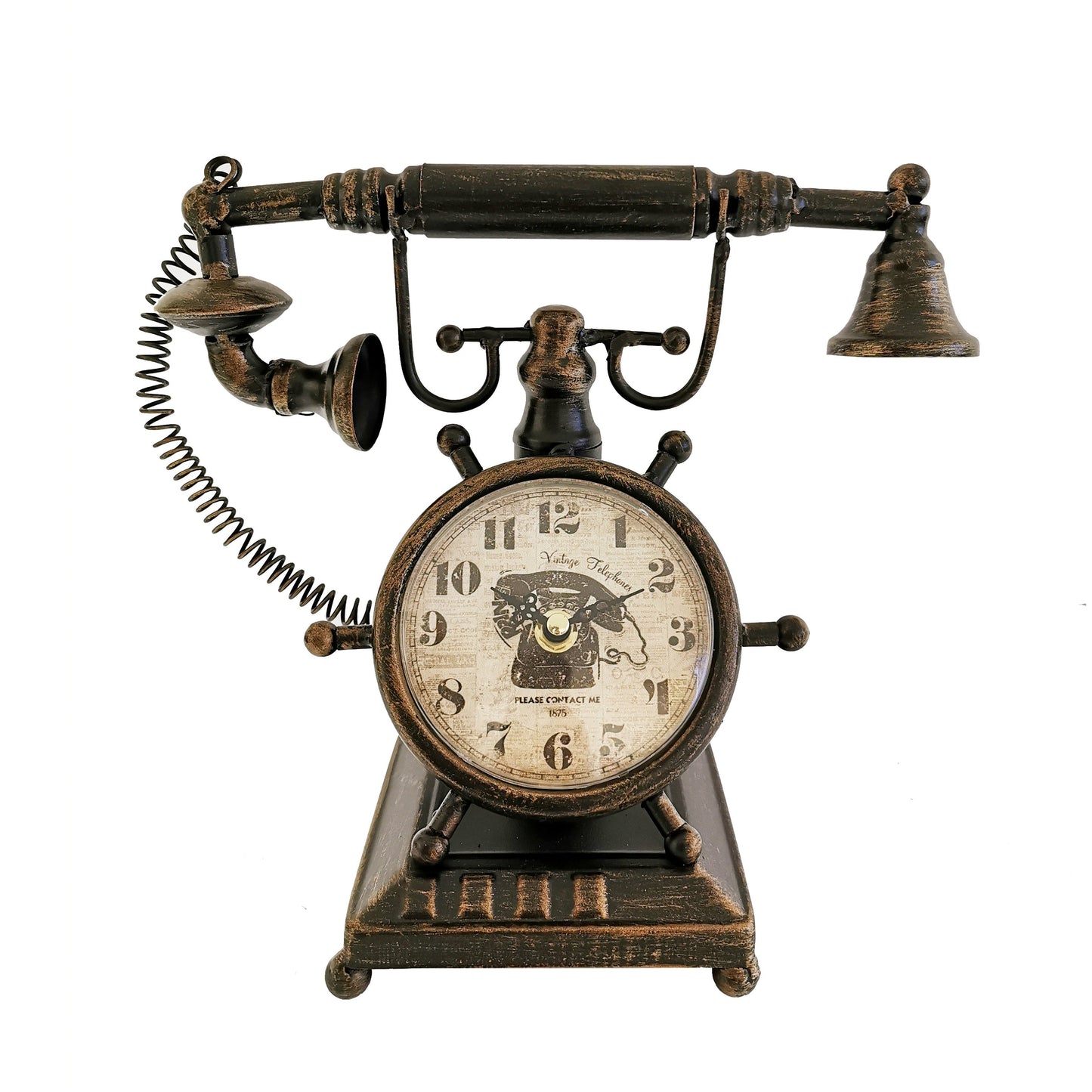 Bronze Vintage Telephone Table Clock - www.Shopthatapp.com