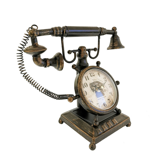 Bronze Vintage Telephone Table Clock - www.Shopthatapp.com