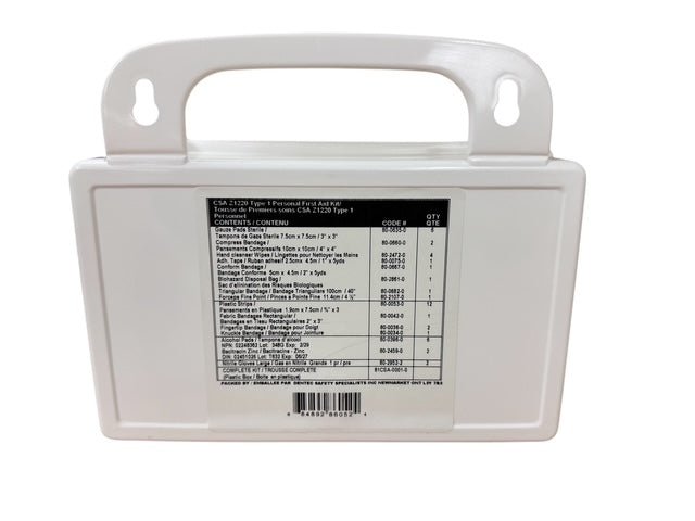 TROUSSE DE PREMIERS SOINS PERSONNELS CSA Z1220-17 TYPE 1 EN VRAC DANS UNE BOÎTE EN PLASTIQUE DE 10 UNITÉS