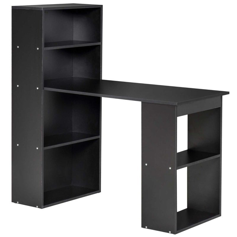 Bureau d'ordinateur moderne de 120 cm, étagère, table d'étude, poste de travail, ordinateur portable, bureau à domicile, 6 étagères, noir