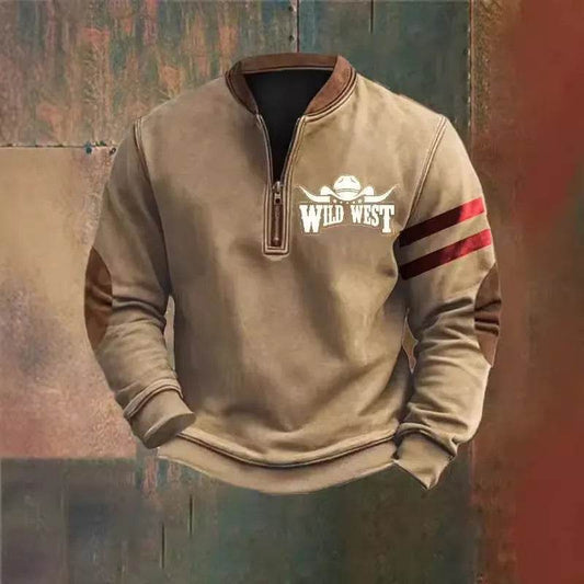 Casual 3D Digital Printing Stand Collar Men's Street Quarter Zip Sweatshirt top - www.Shopthatapp.com #