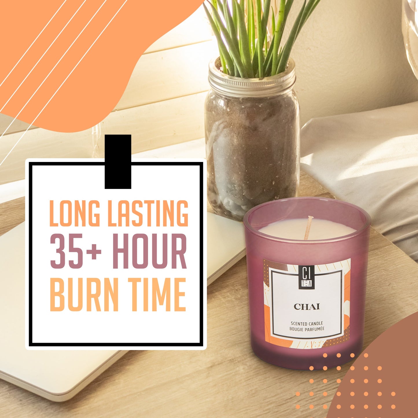 Bougie en cire de soja Chai - Orange, cannelle et clou de girofle - 227 g