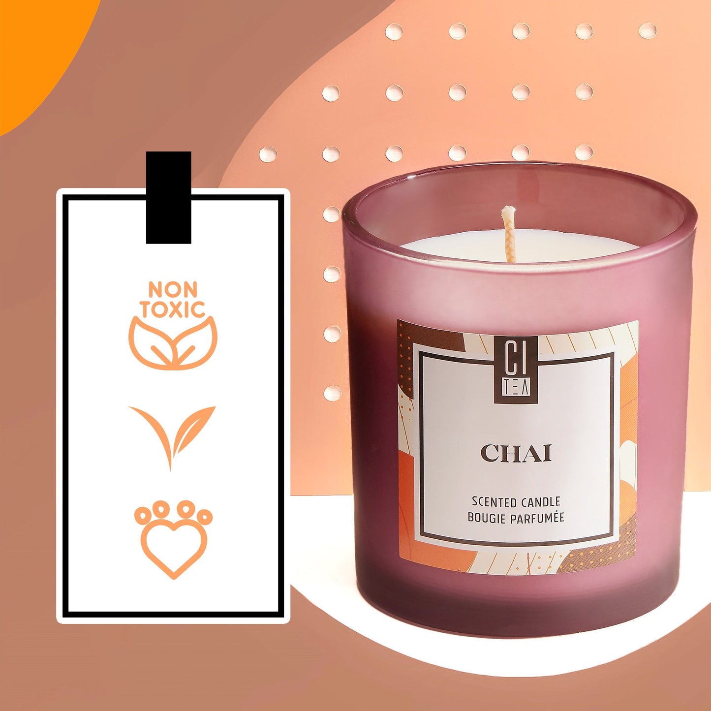 Bougie en cire de soja Chai - Orange, cannelle et clou de girofle - 227 g