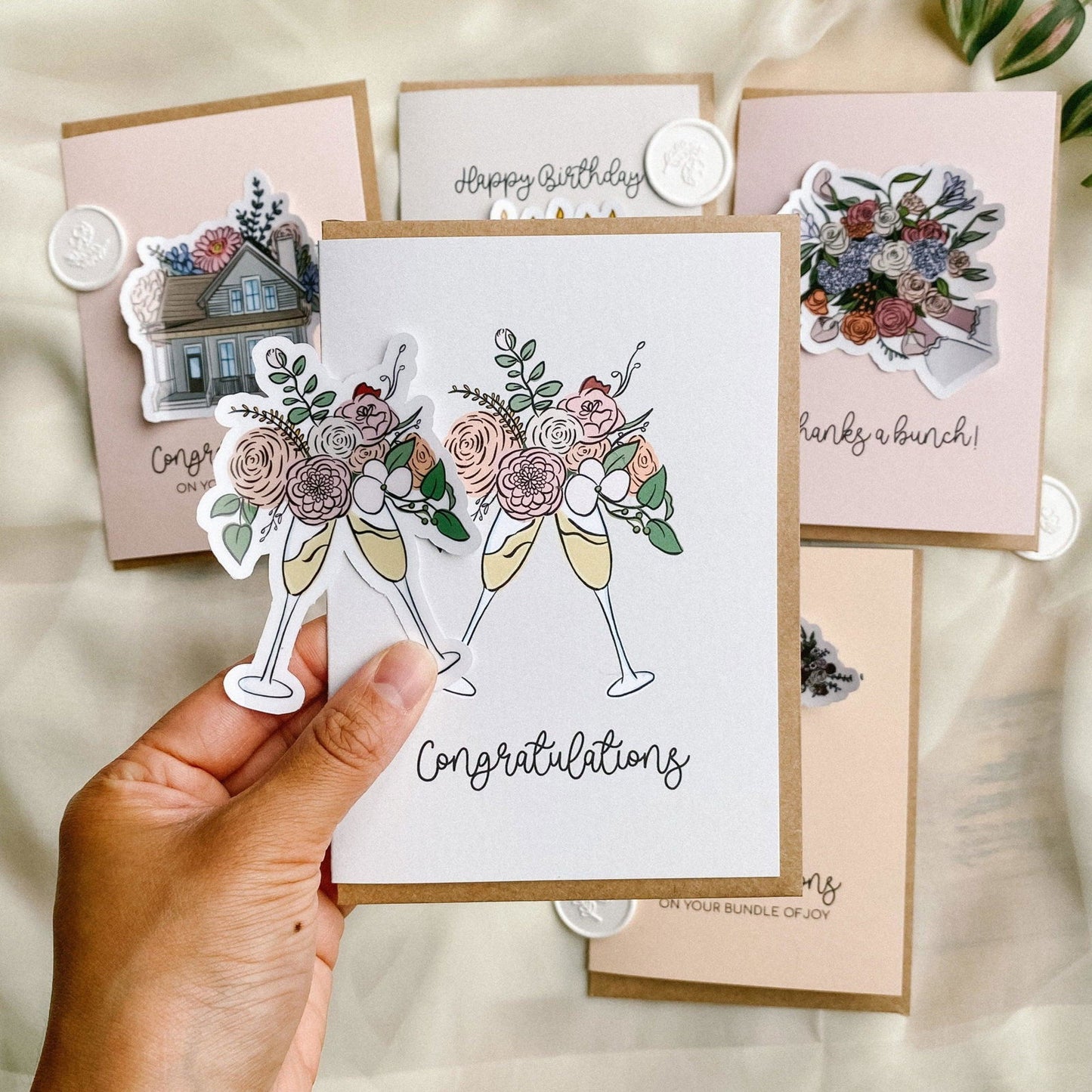 Champagne Congratulations card-Stationary-www.Shopthatapp.com-Made of Honour Co.