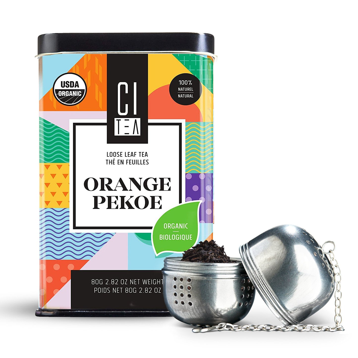 Thé noir bio Orange Pekoe en vrac avec boule de thé - 80 g