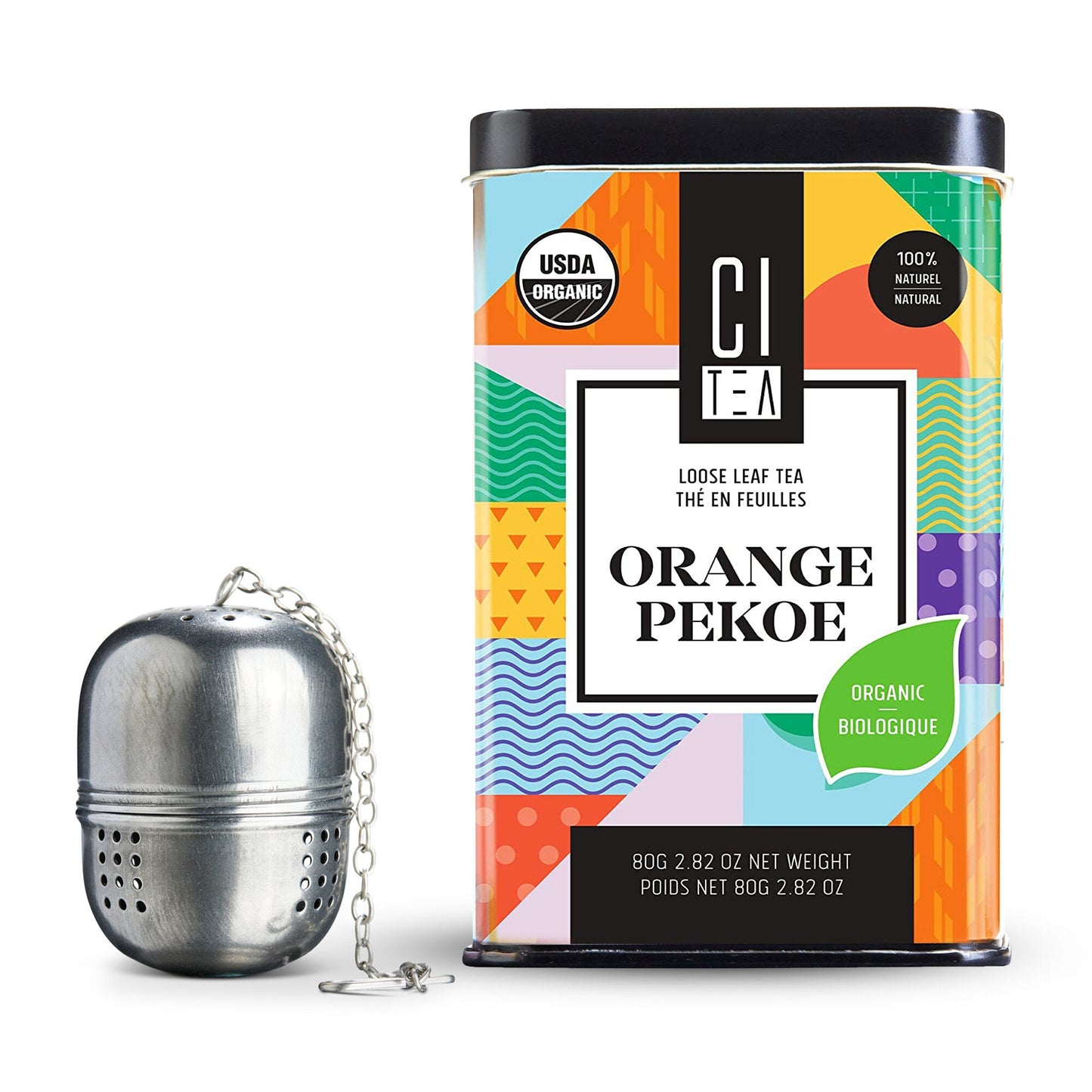 Thé noir bio Orange Pekoe en vrac avec boule de thé - 80 g