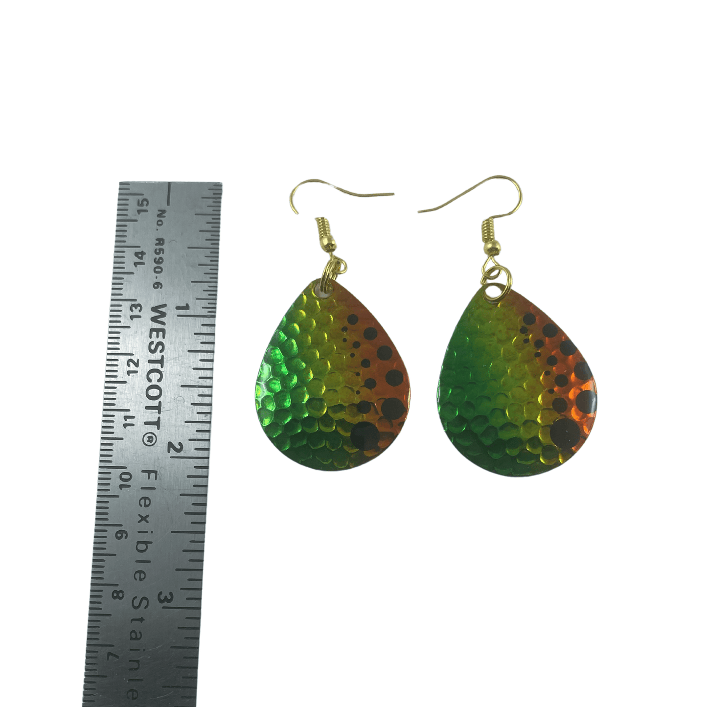 Colorado Hammered Nickel Dot Firetiger Spinner Blade Earrings - www.Shopthatapp.com